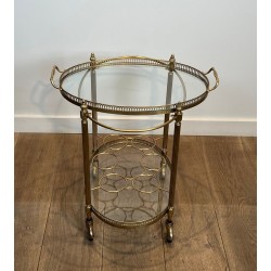 Oval Brass Drinks Trolley in the Style of Maison Jansen, Art Déco, circa 1940 | Maison BARROIS