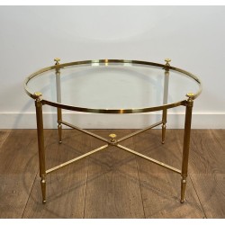 Table Basse Ronde Laiton Néoclassique, Maison Baguès, vers 1940 | Maison BARROIS