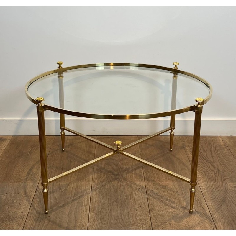 Neoclassical Round Brass Coffee Table by Maison Baguès, circa 1940 | Maison BARROIS