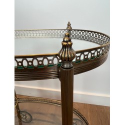 Round Silvered Brass Drinks Trolley by Maison Bagués