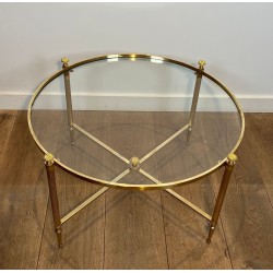 Table Basse Ronde Laiton Néoclassique, Maison Baguès, vers 1940 | Maison BARROIS