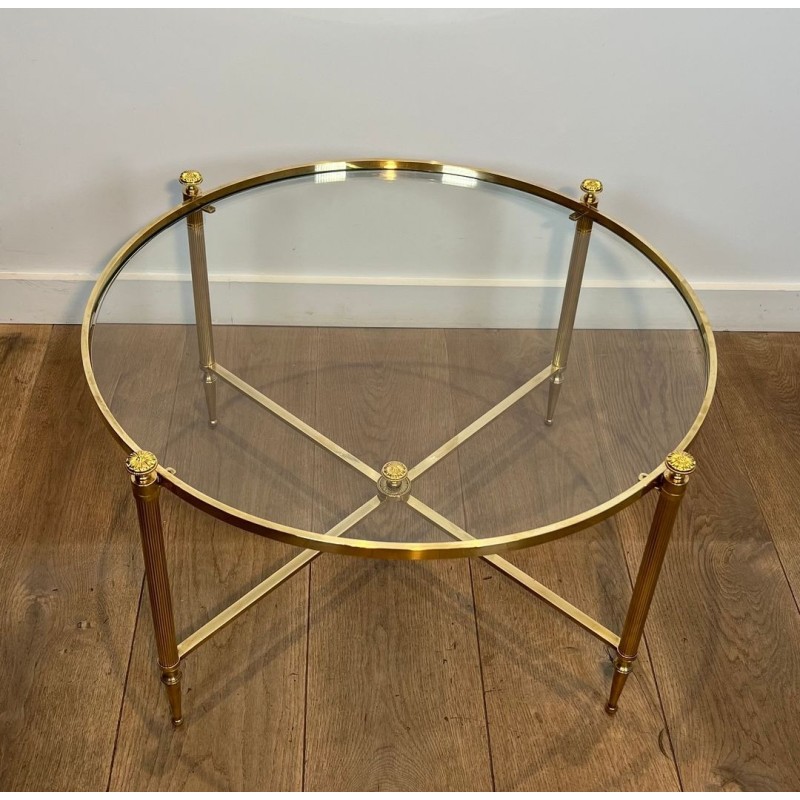 Neoclassical Round Brass Coffee Table by Maison Baguès, circa 1940 | Maison BARROIS