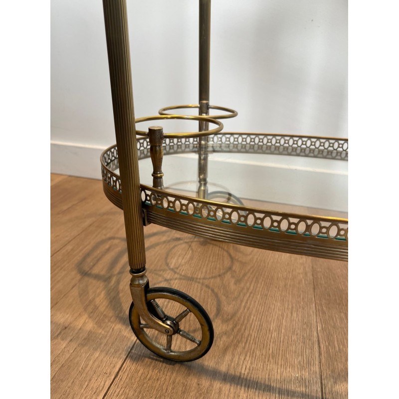 Round Silvered Brass Drinks Trolley by Maison Bagués