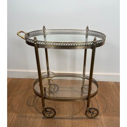 Round Silvered Brass Drinks Trolley by Maison Bagués