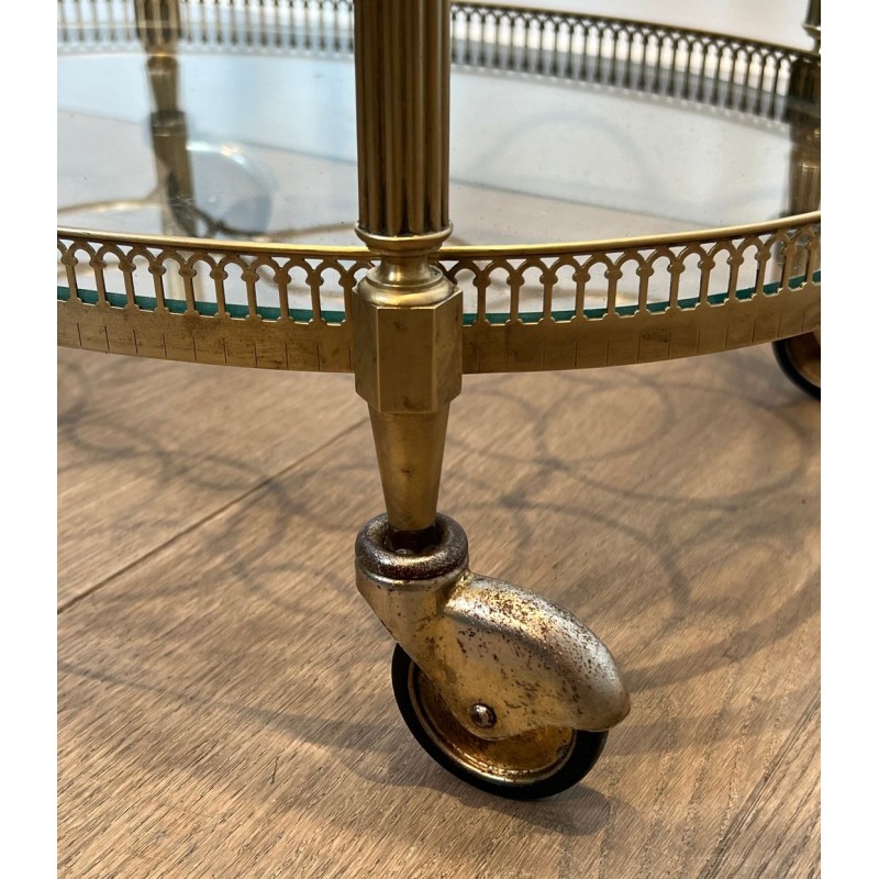 Oval Brass Drinks Trolley in the Style of Maison Jansen, Art Déco, circa 1940 | Maison BARROIS