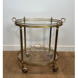 Oval Brass Drinks Trolley in the Style of Maison Jansen, Art Déco, circa 1940 | Maison BARROIS