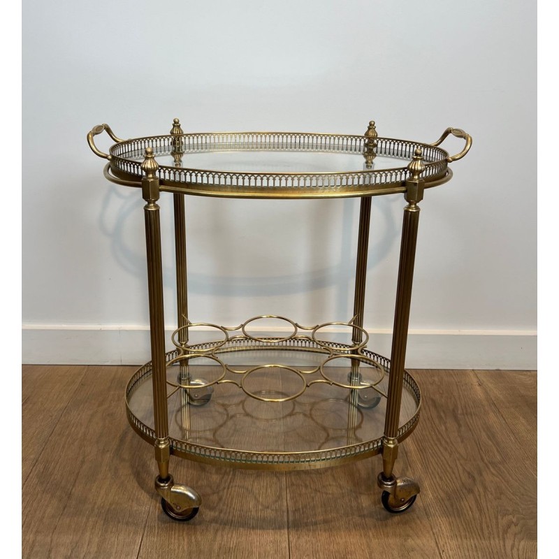 Oval Brass Drinks Trolley in the Style of Maison Jansen, Art Déco, circa 1940 | Maison BARROIS