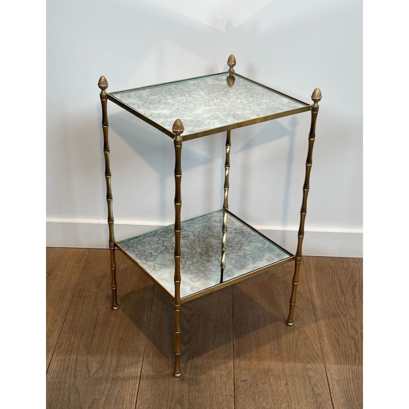 Bout de Canapé Bronze Faux-Bambou, Verre Églomisé, Maison Baguès, vers 1940 | Maison BARROIS