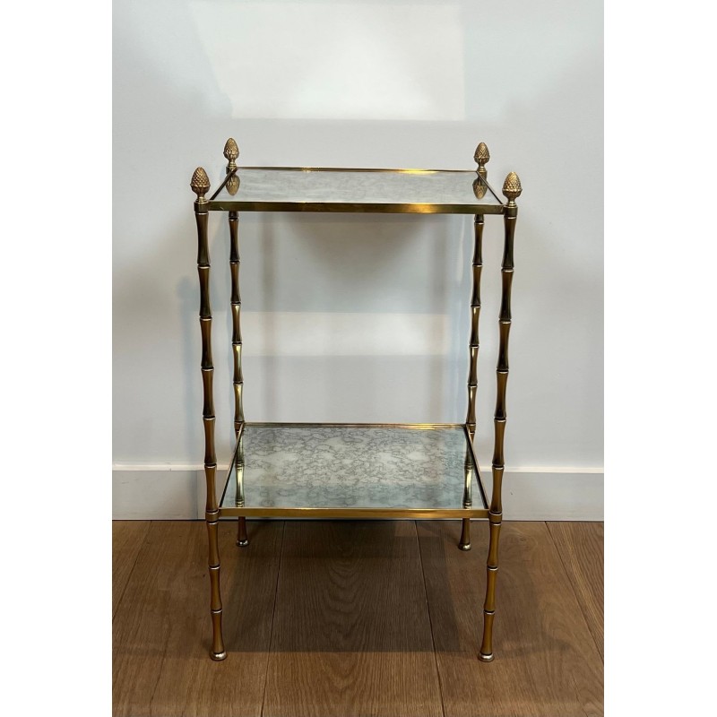 Bout de Canapé Bronze Faux-Bambou, Verre Églomisé, Maison Baguès, vers 1940 | Maison BARROIS