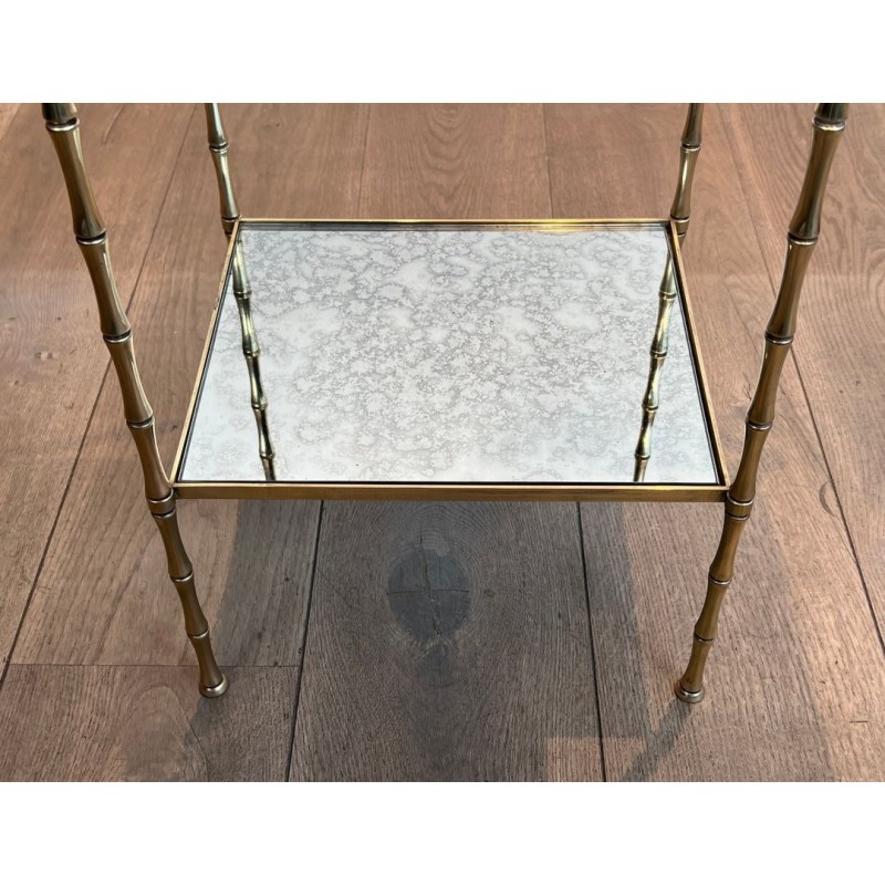 Bout de Canapé Bronze Faux-Bambou, Verre Églomisé, Maison Baguès, vers 1940 | Maison BARROIS