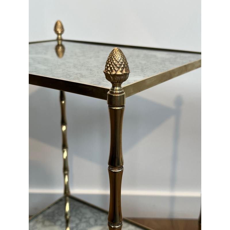 Bout de Canapé Bronze Faux-Bambou, Verre Églomisé, Maison Baguès, vers 1940 | Maison BARROIS