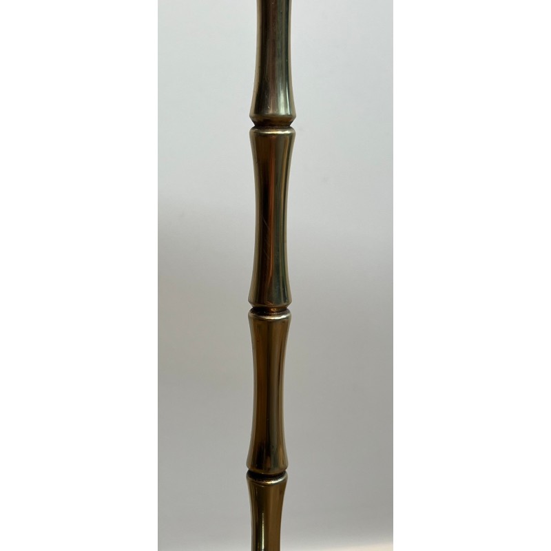 Faux-Bamboo Bronze Side Table with Églomisé Glass Shelves, Maison Baguès, circa 1940 | Maison BARROIS
