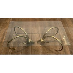 Table Basse «Aux Mouflons» en Laiton, Alain Chervet, vers 1970 | Maison BARROIS
