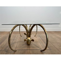 Table Basse «Aux Mouflons» en Laiton, Alain Chervet, vers 1970 | Maison BARROIS