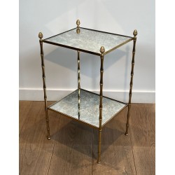 Bout de Canapé Bronze Faux-Bambou, Verre Églomisé, Maison Baguès, vers 1940 | Maison BARROIS