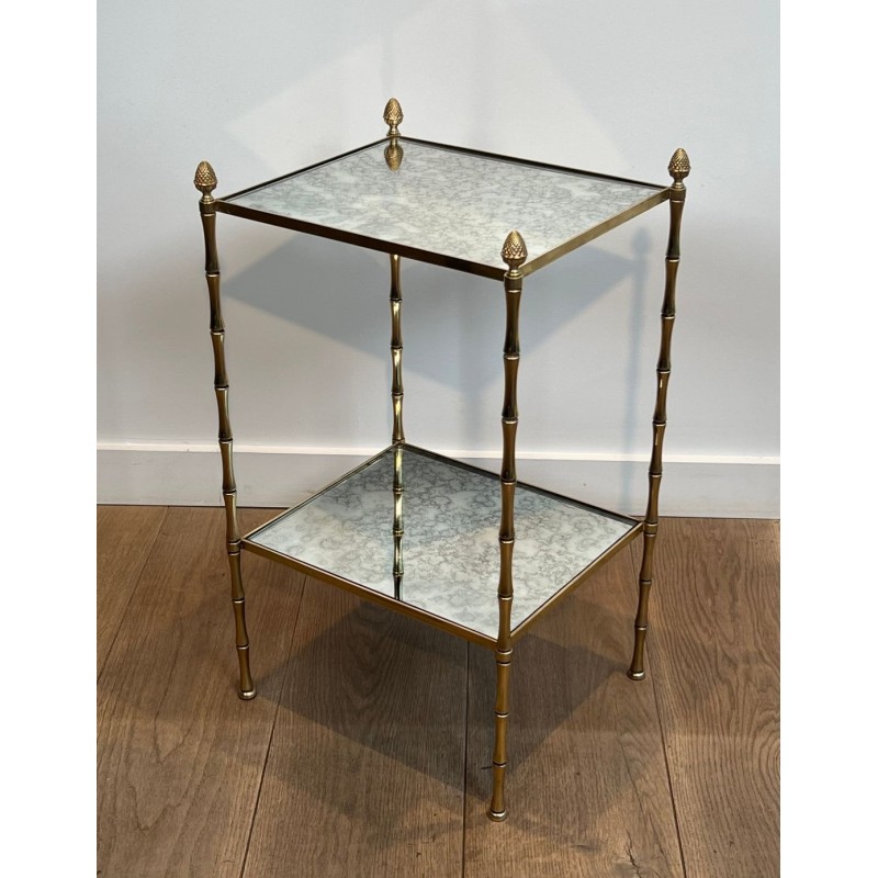 Bout de Canapé Bronze Faux-Bambou, Verre Églomisé, Maison Baguès, vers 1940 | Maison BARROIS