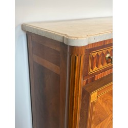 Sécrétaire à Abattant Louis XVI Marqueterie, Marbre de Carrare, vers 1800 | Maison BARROIS