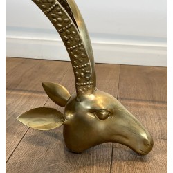 «Aux Mouflons» Brass Coffee Table with Ibex Heads, Alain Chervet, circa 1970 | Maison BARROIS
