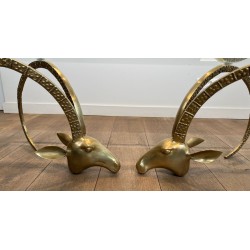 Table Basse «Aux Mouflons» en Laiton, Alain Chervet, vers 1970 | Maison BARROIS