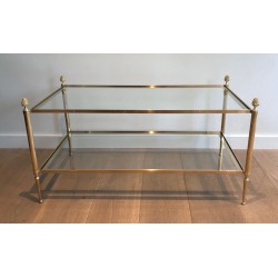 Two-Tier Brass and Glass Coffee Table with Bronze Tassels, Maison Baguès, circa 1940 | Maison BARROIS