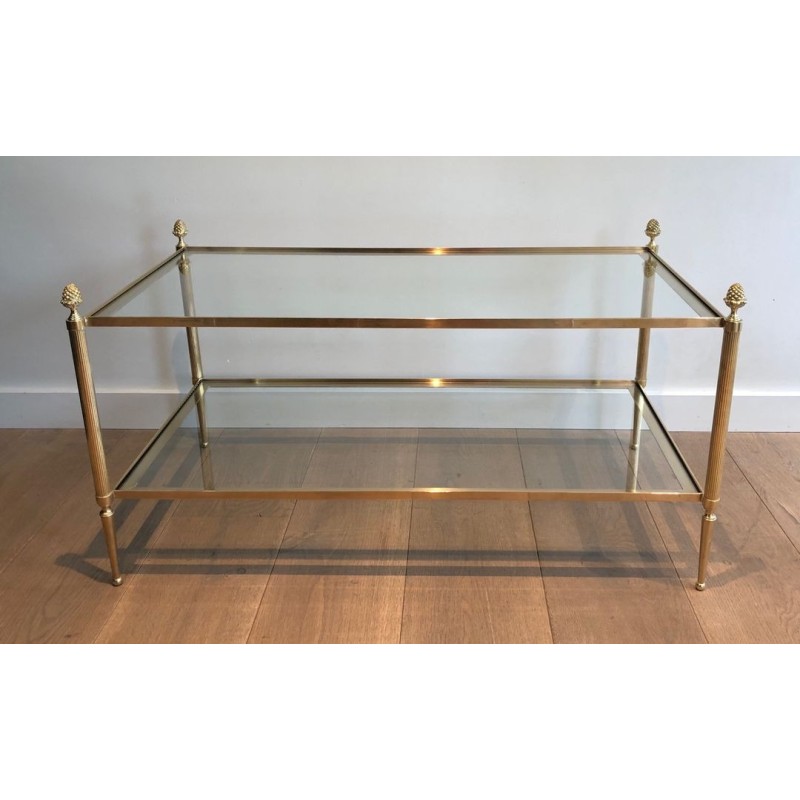 Table Basse Double Plateau Verre, Glands de Bronze, Maison Baguès, vers 1940 | Maison BARROIS