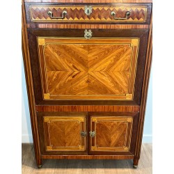 Sécrétaire à Abattant Louis XVI Marqueterie, Marbre de Carrare, vers 1800 | Maison BARROIS