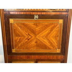 Sécrétaire à Abattant Louis XVI Marqueterie, Marbre de Carrare, vers 1800 | Maison BARROIS