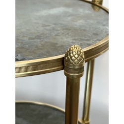 Three Tiers Round Gueridon with Eglomized Mirror Tops by Maison Baguès
