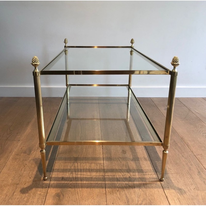 Table Basse Double Plateau Verre, Glands de Bronze, Maison Baguès, vers 1940 | Maison BARROIS