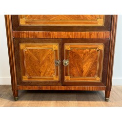 Louis XVI Marquetry Sécrétaire à Abattant, Carrara Marble, French Work, circa 1800 | Maison BARROIS