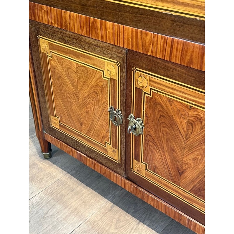 Sécrétaire à Abattant Louis XVI Marqueterie, Marbre de Carrare, vers 1800 | Maison BARROIS