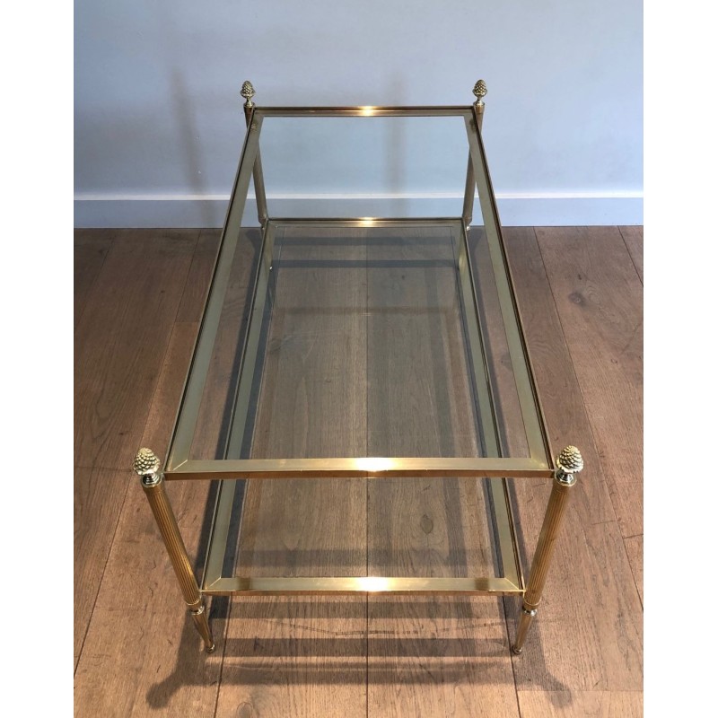Table Basse Double Plateau Verre, Glands de Bronze, Maison Baguès, vers 1940 | Maison BARROIS