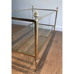 Two-Tier Brass and Glass Coffee Table with Bronze Tassels, Maison Baguès, circa 1940 | Maison BARROIS