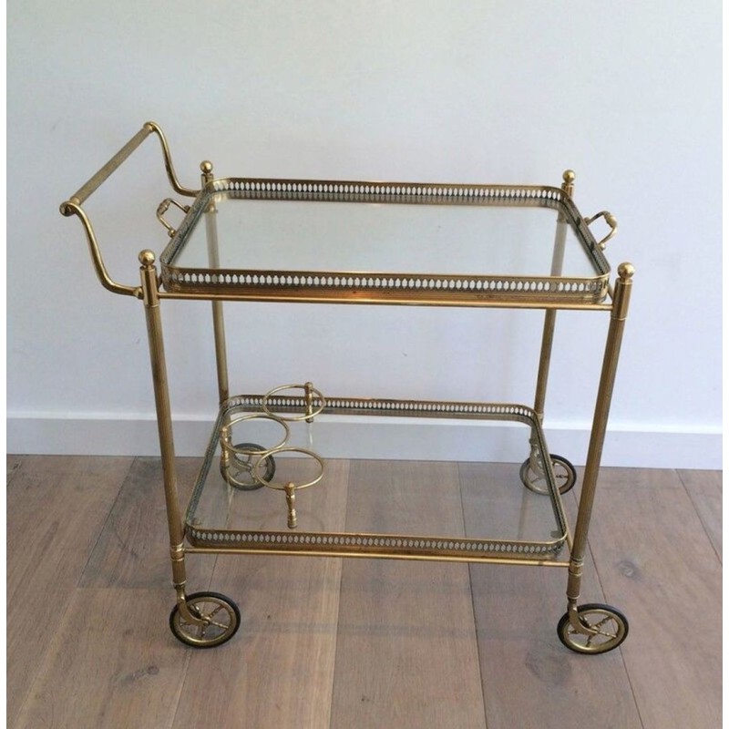 Neoclassical Brass Drinks Trolley with Removable Trays, French Work, circa 1940 | Maison BARROIS