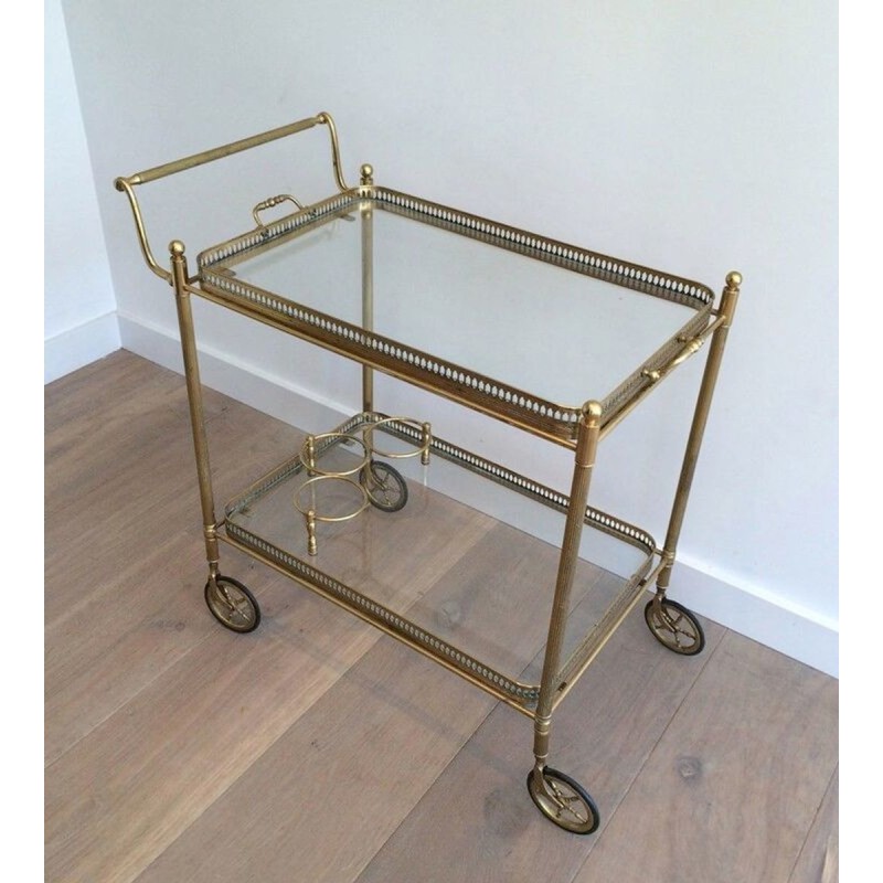 Neoclassical Brass Drinks Trolley with Removable Trays, French Work, circa 1940 | Maison BARROIS