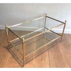 Table Basse Double Plateau Verre, Glands de Bronze, Maison Baguès, vers 1940 | Maison BARROIS