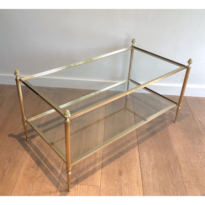 Table Basse Double Plateau Verre, Glands de Bronze, Maison Baguès, vers 1940 | Maison BARROIS