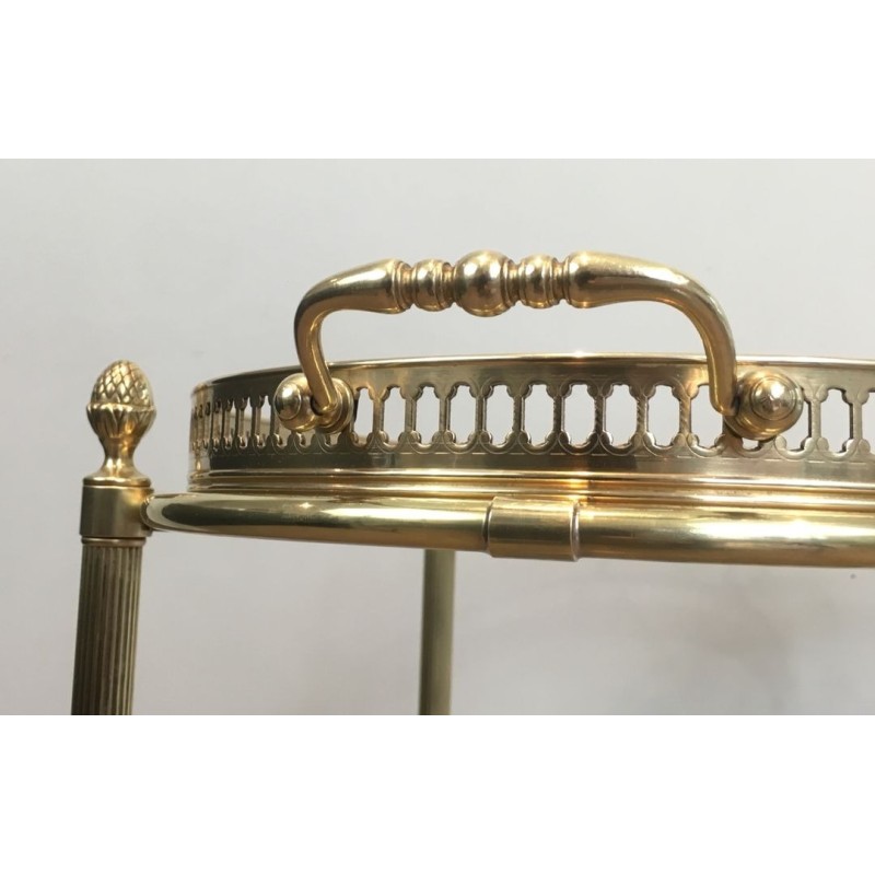 Table Roulante Ovale Néoclassique Laiton, Double Plateaux, Maison Baguès, vers 1940 | Maison BARROIS