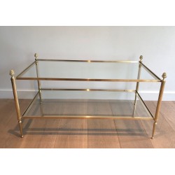 Two-Tier Brass and Glass Coffee Table with Bronze Tassels, Maison Baguès, circa 1940 | Maison BARROIS