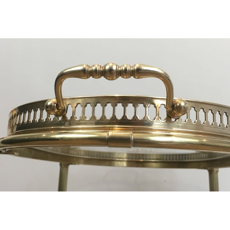 Table Roulante Ovale Néoclassique Laiton, Double Plateaux, Maison Baguès, vers 1940 | Maison BARROIS