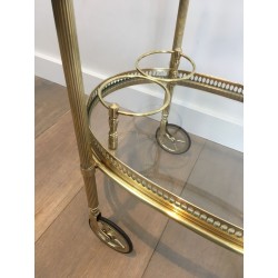 Neoclassical Oval Brass Drinks Trolley, Double Removable Trays, Maison Baguès, circa 1940 | Maison BARROIS