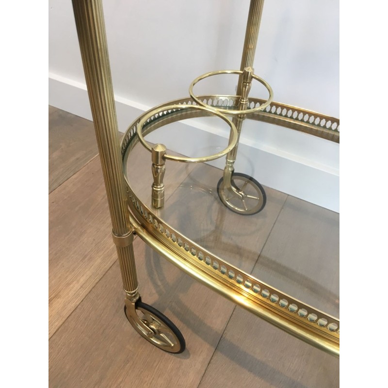 Neoclassical Oval Brass Drinks Trolley, Double Removable Trays, Maison Baguès, circa 1940 | Maison BARROIS
