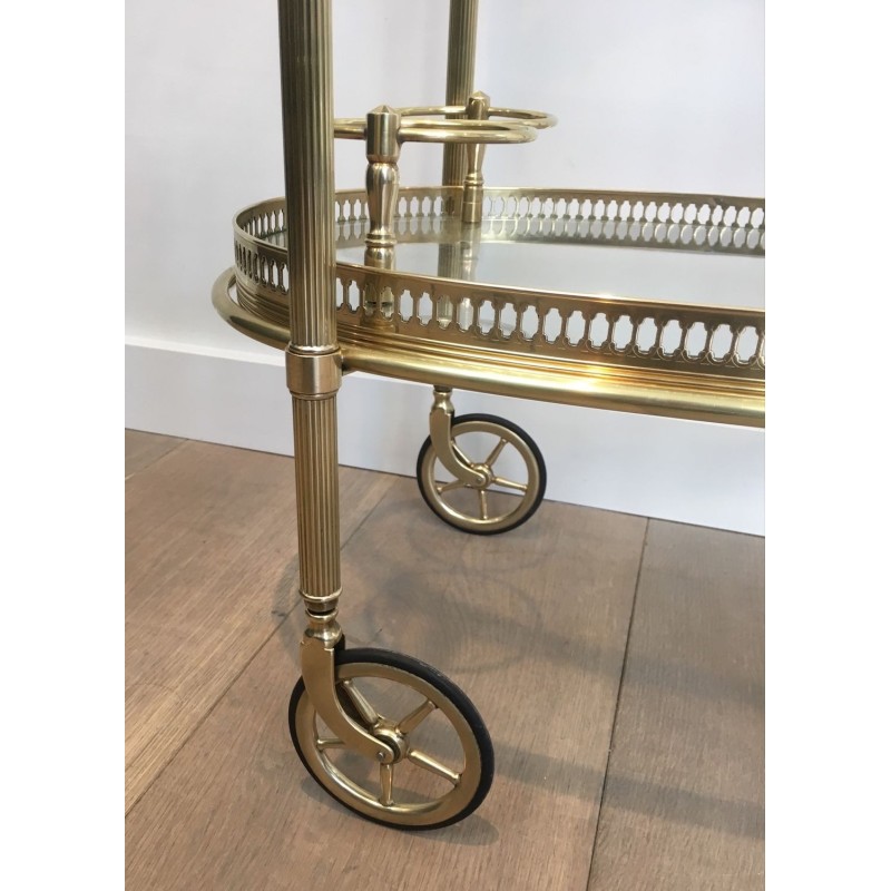 Table Roulante Ovale Néoclassique Laiton, Double Plateaux, Maison Baguès, vers 1940 | Maison BARROIS