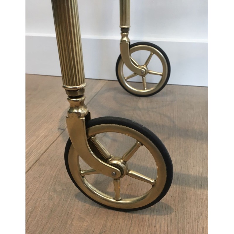 Neoclassical Oval Brass Drinks Trolley, Double Removable Trays, Maison Baguès, circa 1940 | Maison BARROIS