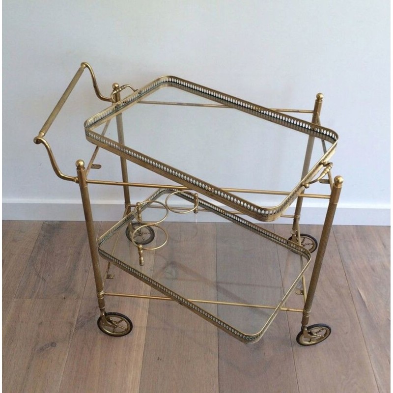 Neoclassical Brass Drinks Trolley with Removable Trays, French Work, circa 1940 | Maison BARROIS