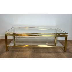 Modernist Brass and Glass Coffee Table, Guy Lefèvre for Maison Jansen, circa 1970 | Maison BARROIS