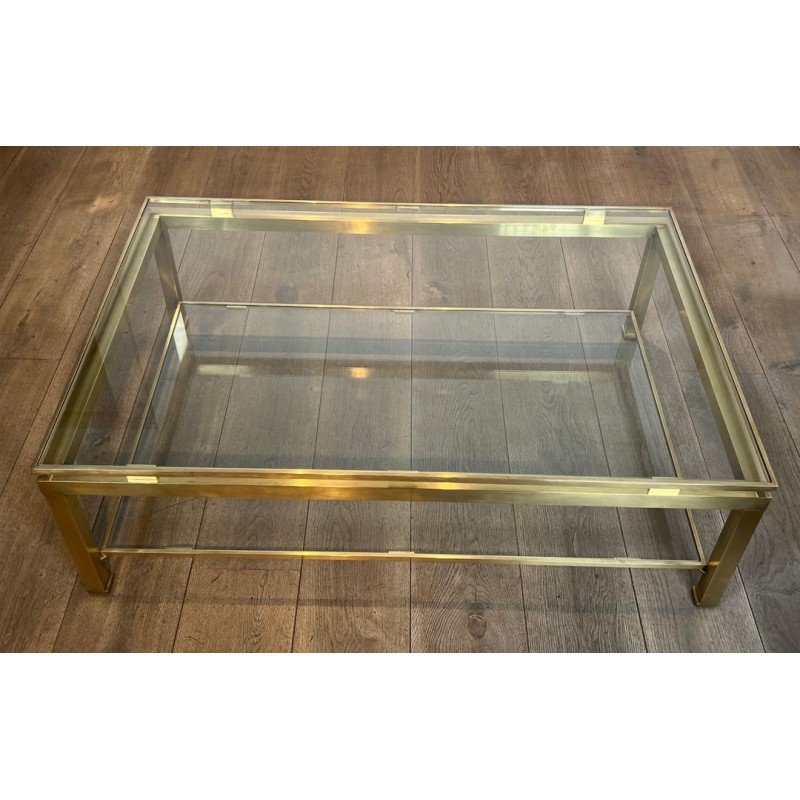 Modernist Brass and Glass Coffee Table, Guy Lefèvre for Maison Jansen, circa 1970 | Maison BARROIS