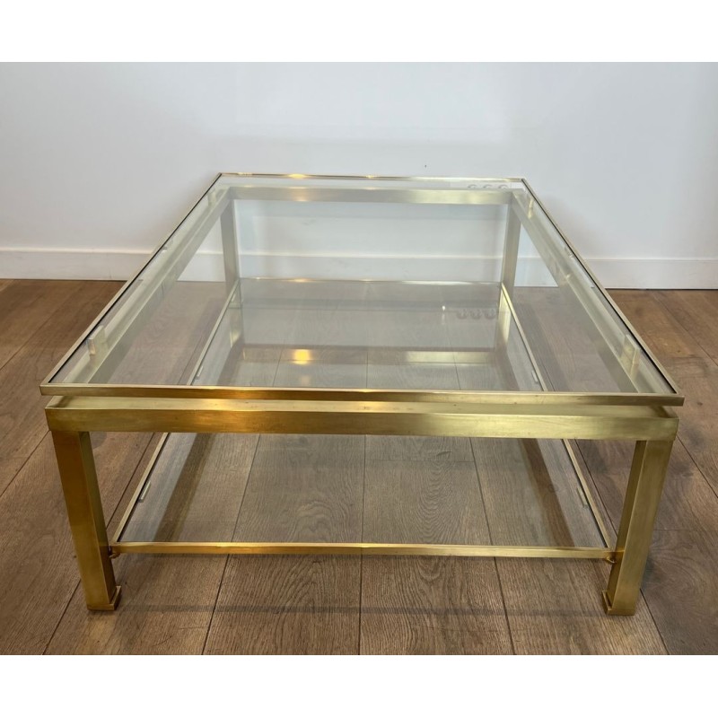 Modernist Brass and Glass Coffee Table, Guy Lefèvre for Maison Jansen, circa 1970 | Maison BARROIS