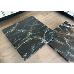 Rare Double Faux-Marble Coffee Table on Chrome Legs, Willy Rizzo, circa 1970 | Maison BARROIS