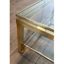 Table Basse Moderniste Laiton et Verre, Guy Lefèvre pour Maison Jansen, vers 1970 | Maison BARROIS